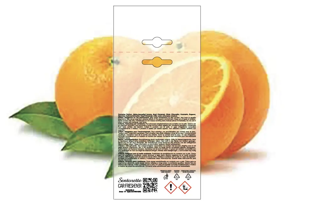 Exemplar packaging personalisatum odoramenti automobilis, fragrantia:﻿Citrus