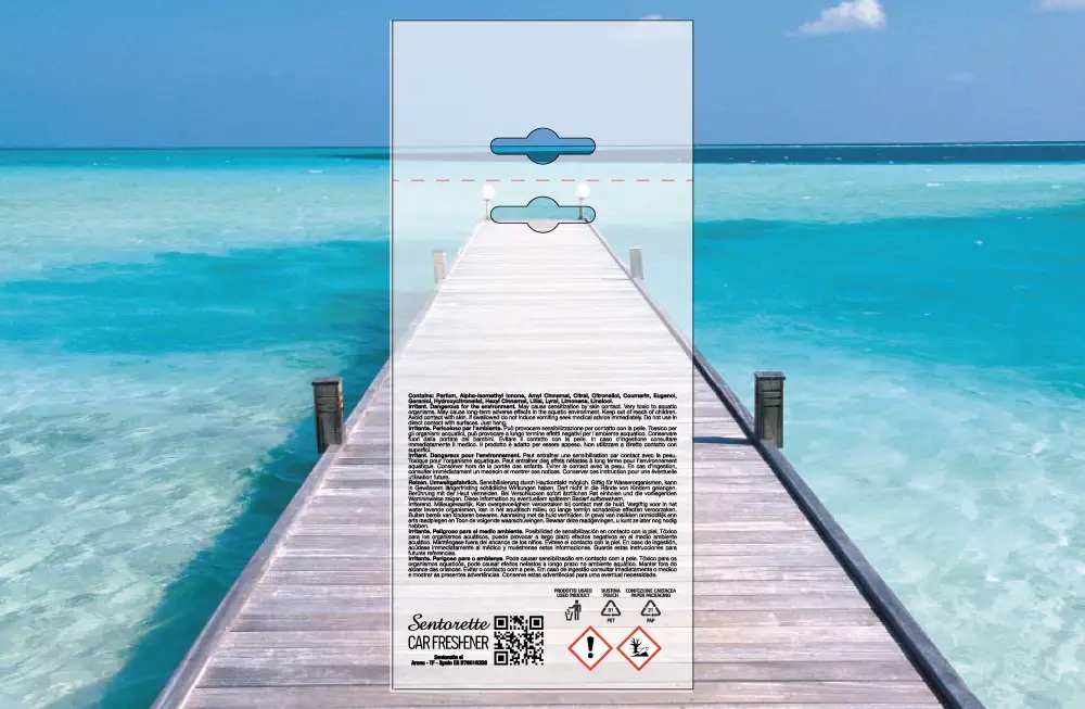 Exemplar packaging personalisatum odoramenti automobilis, fragrantia:﻿Mare caeruleum