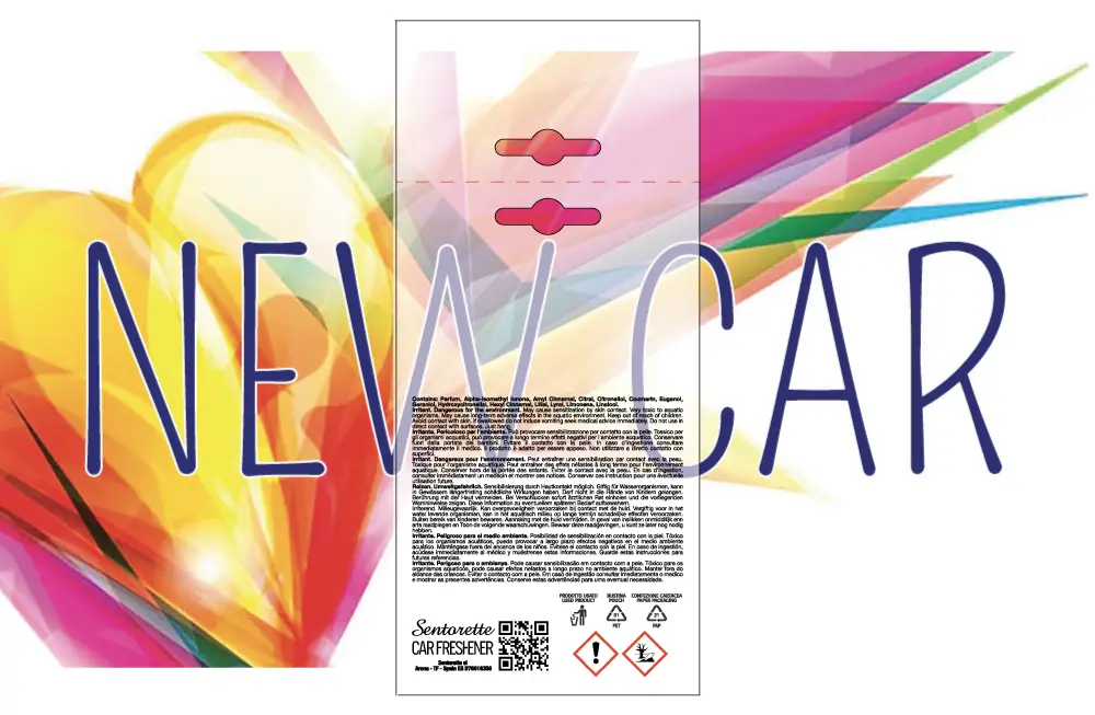Exemplar packaging personalisatum odoramenti automobilis, fragrantia:﻿Nova currus