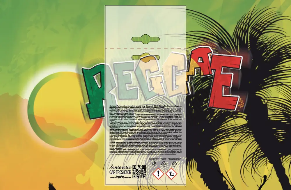 Exemplar packaging personalisatum odoramenti automobilis, fragrantia:﻿Reggae