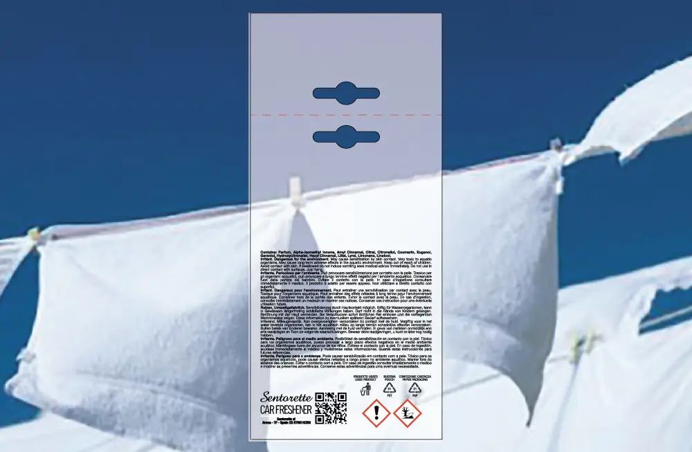 Exemplar packaging personalisatum odoramenti automobilis, fragrantia:﻿Puritas sapor